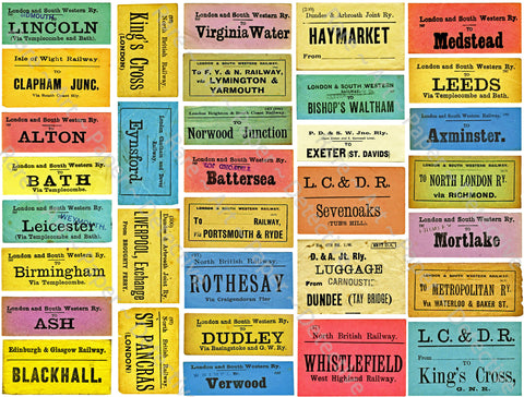 British Railway Luggage Label Stickers, Authentic Looking & Colorful Travel Labels, 8.5" x 11" Decal Sheet for Suitcases, #770