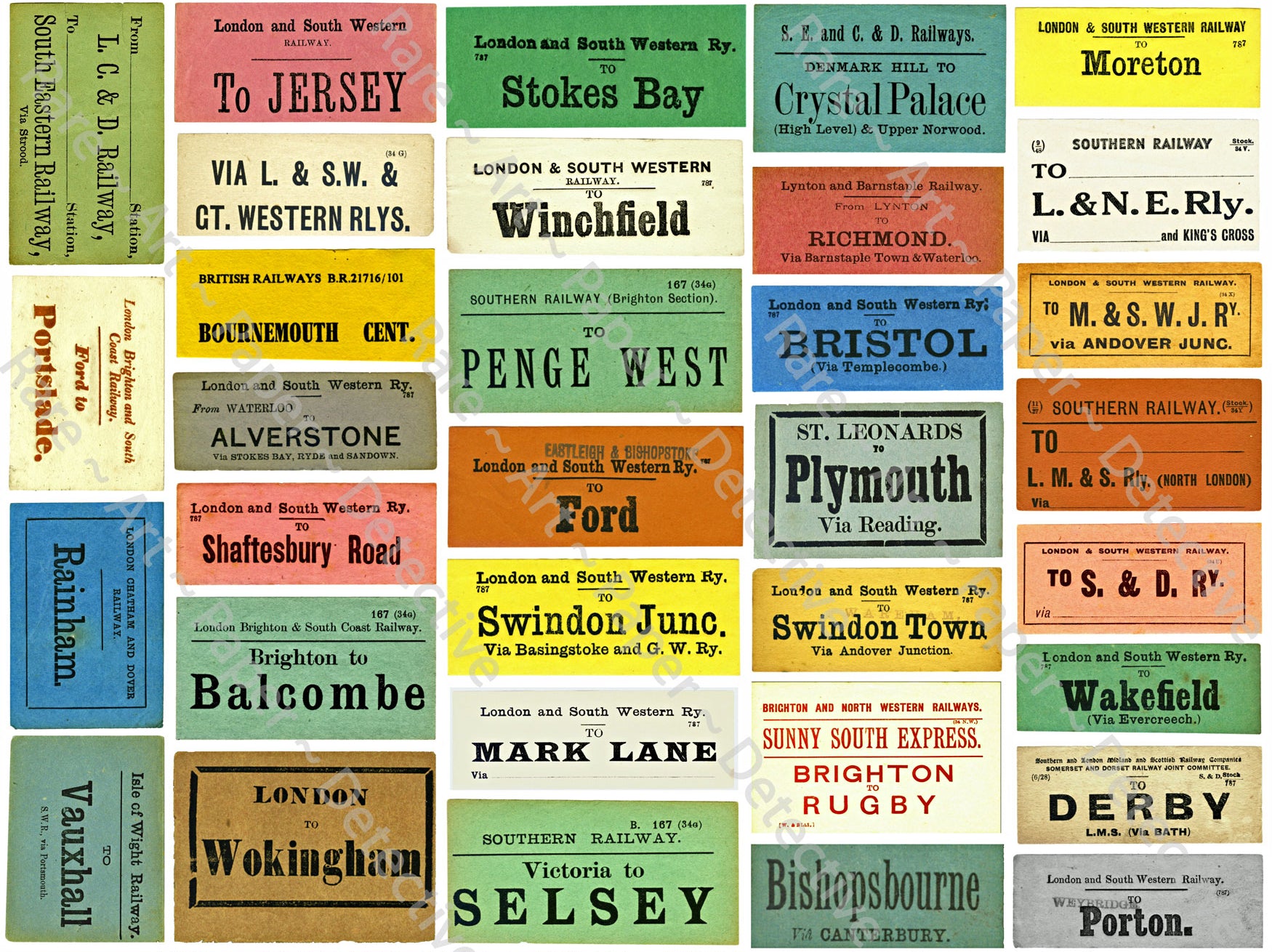 British Railroad Luggage Stickers, Authentic Looking & Colorful Travel Labels, 8.5" x 11" Decal Sheet for Suitcases, #772