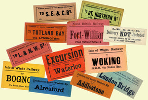 British Railway Luggage Labels, 12 Colorful Train Baggage Stickers, Railroad Baggage Tag Set, Suitcase Decal, Travel Journal, 820