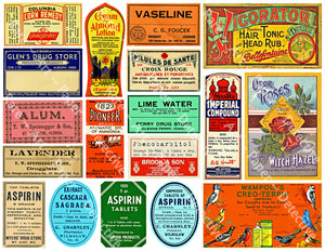 Bathroom Decor, 18 Colorful Pharmacy Stickers, Chemist & Apothecary Labels, Druggist Bottle Stickers. Decorative Jars, Junk Journal Art, 853