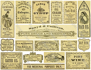 Apothecary Label Stickers, 17 Bathroom & Halloween Labels, Pharmacy & Druggist Decal Set #951