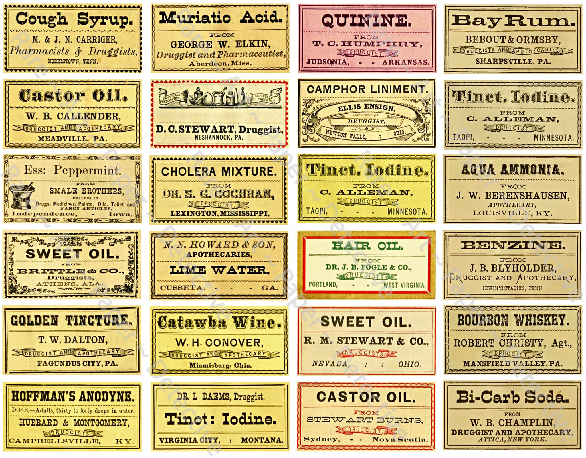 Apothecary Chest Label Sticker Sheet, Medicine Cabinet & Bathroom DIY Décor, Halloween Novelties, #962