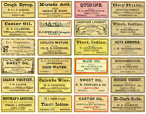 Apothecary Chest Label Sticker Sheet, Medicine Cabinet & Bathroom DIY Décor, Halloween Novelties, #962