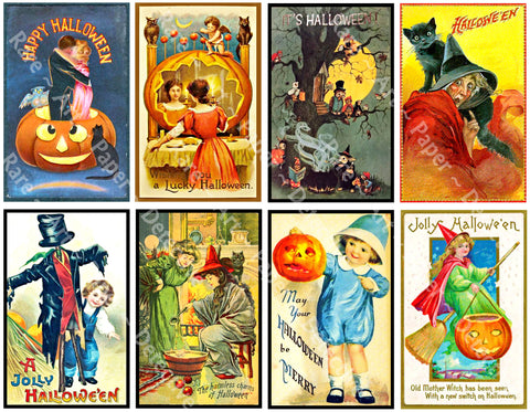 A UNIQUE COLLECTION OF RETRO STYLE HALLOWEEN POSTCARD INSPIRED DECOR STICKERS FOR HALLOWEEN CREATIONS & SCRAPBOOK JOURNALS