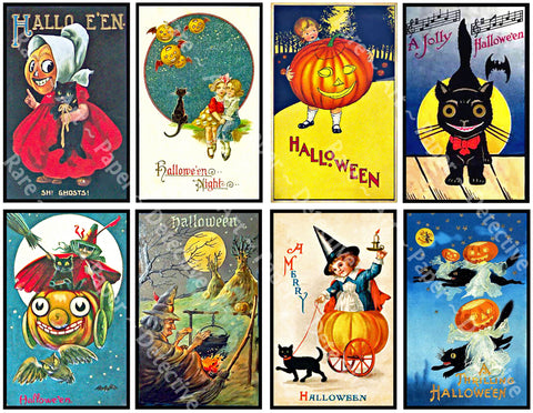 A UNIQUE COLLECTION OF RETRO STYLE HALLOWEEN POSTCARD INSPIRED DECOR STICKERS FOR HALLOWEEN CREATIONS & SCRAPBOOK JOURNALS